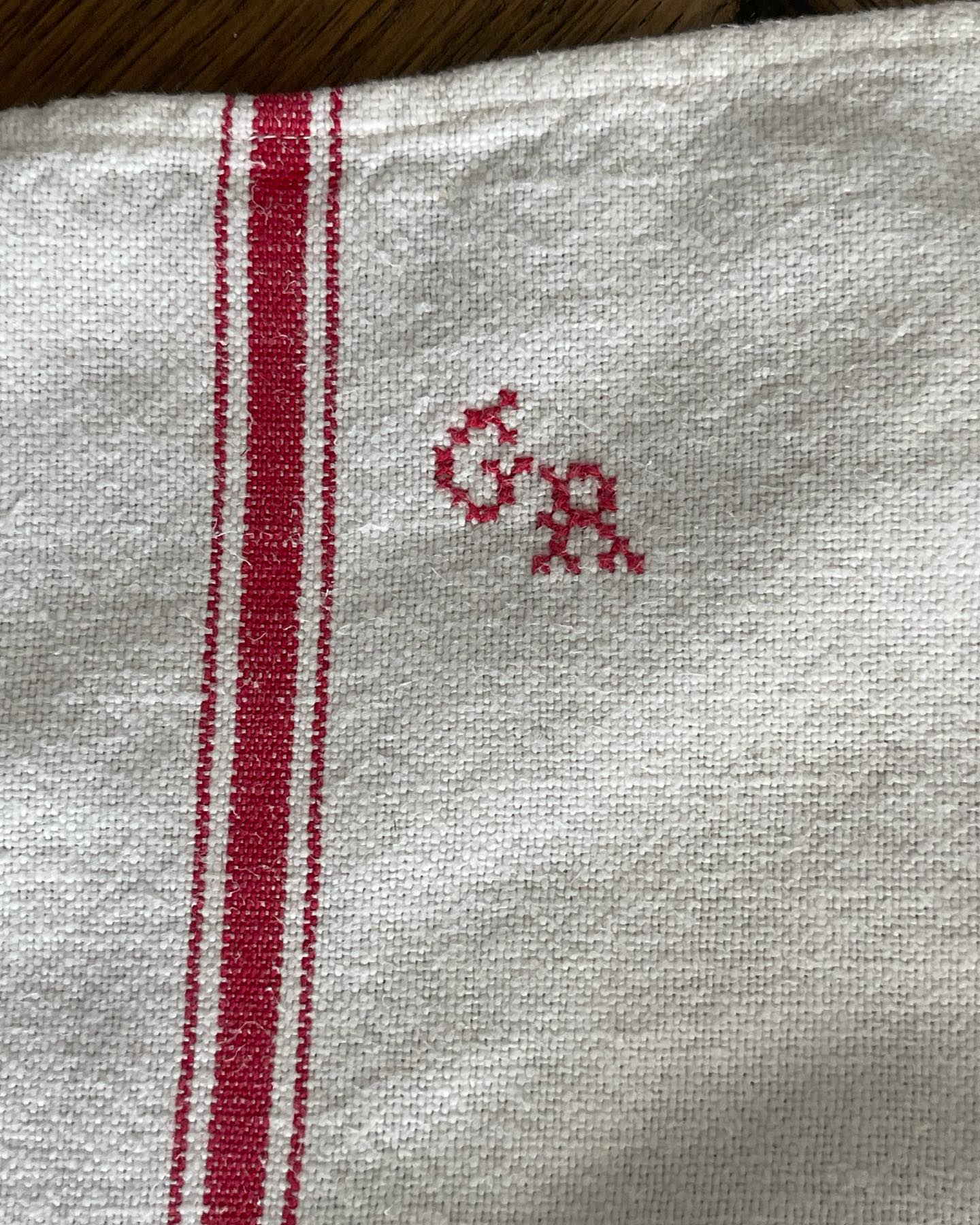 Antique/Vintage French Linen Tea Towels #GR - Set of 2