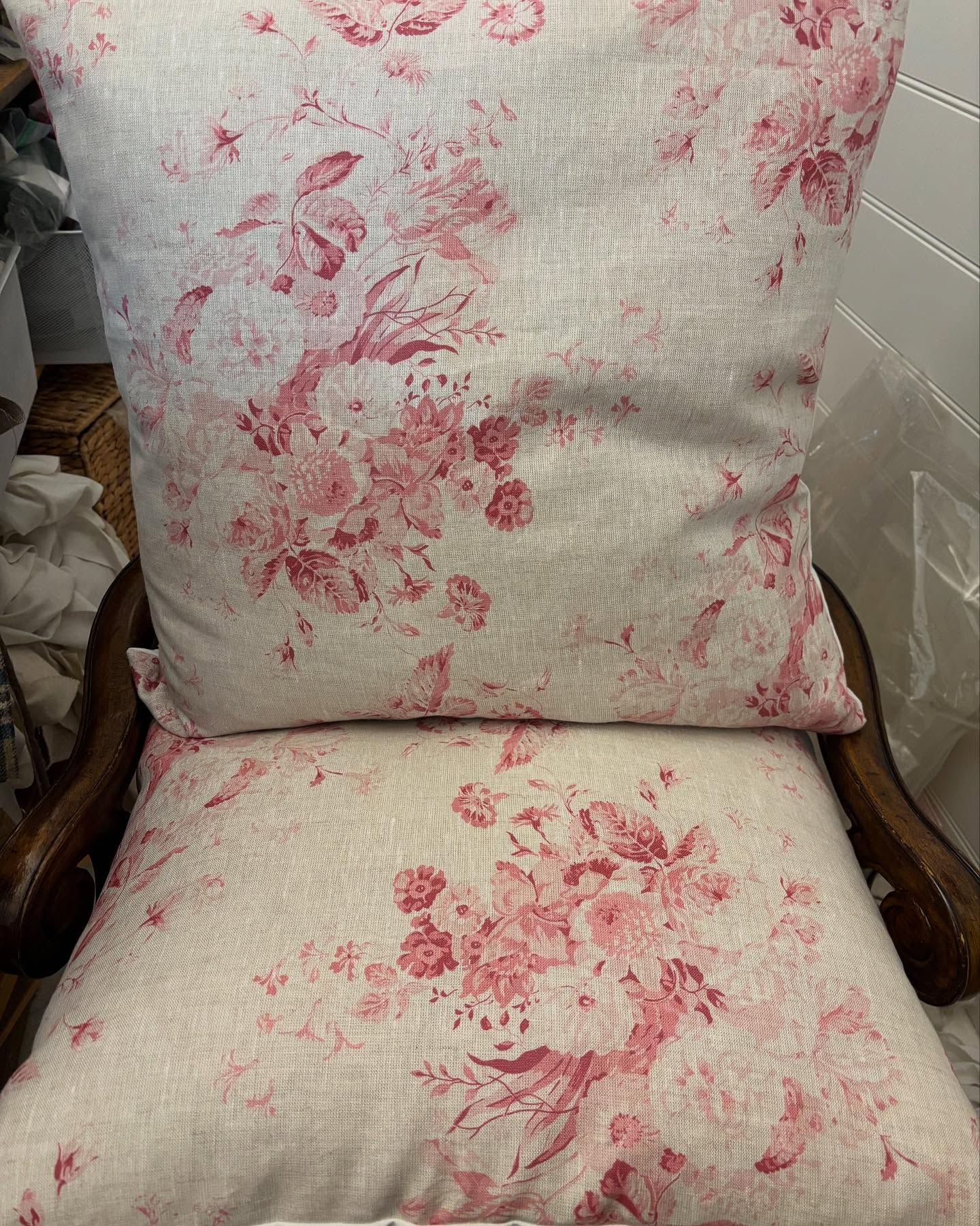 English Linen Floral Cushions - Red