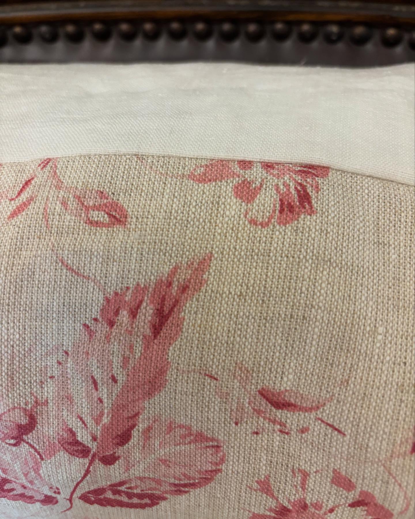 English Linen Floral Cushions - Red