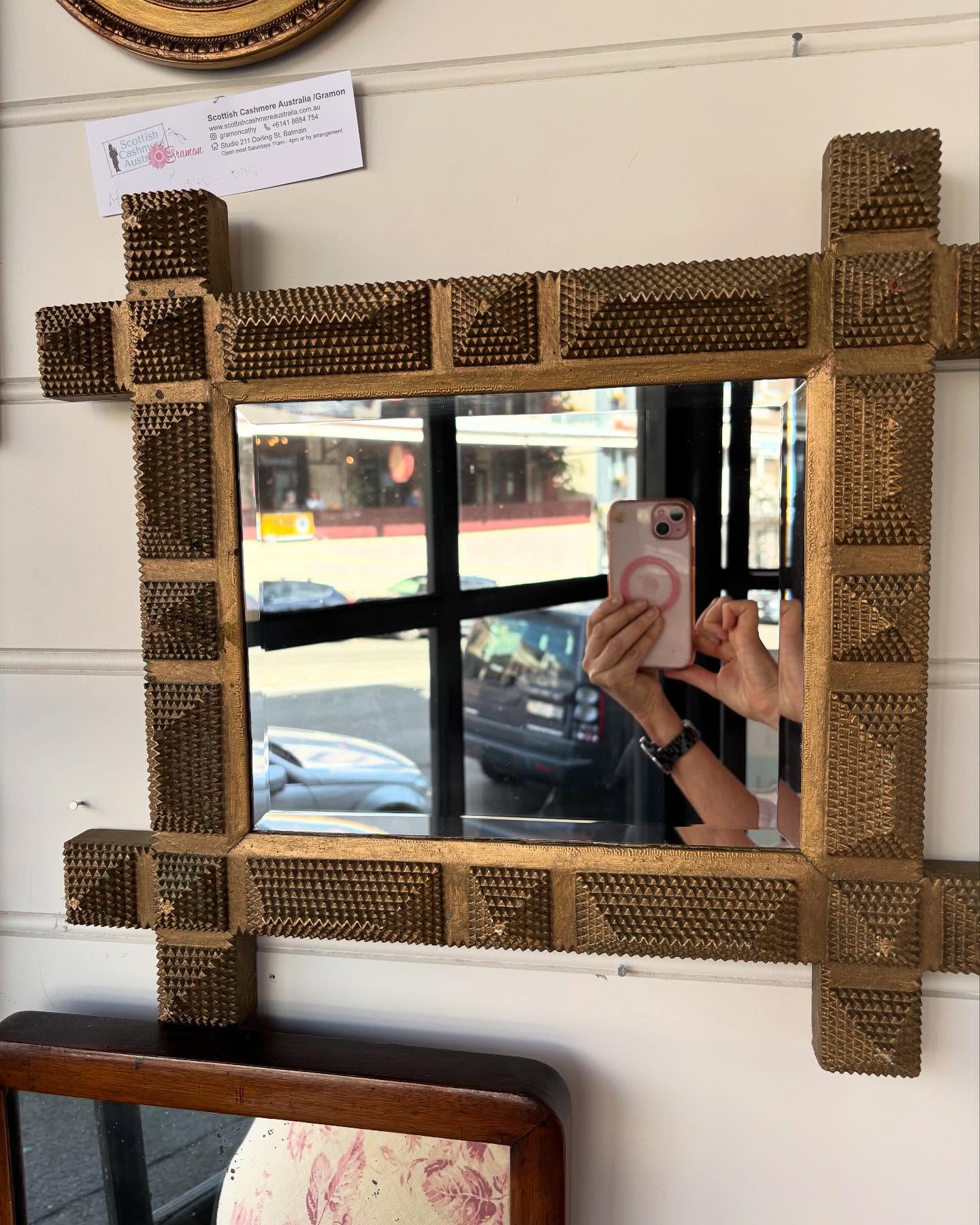 Vintage Tramp Art Mirror