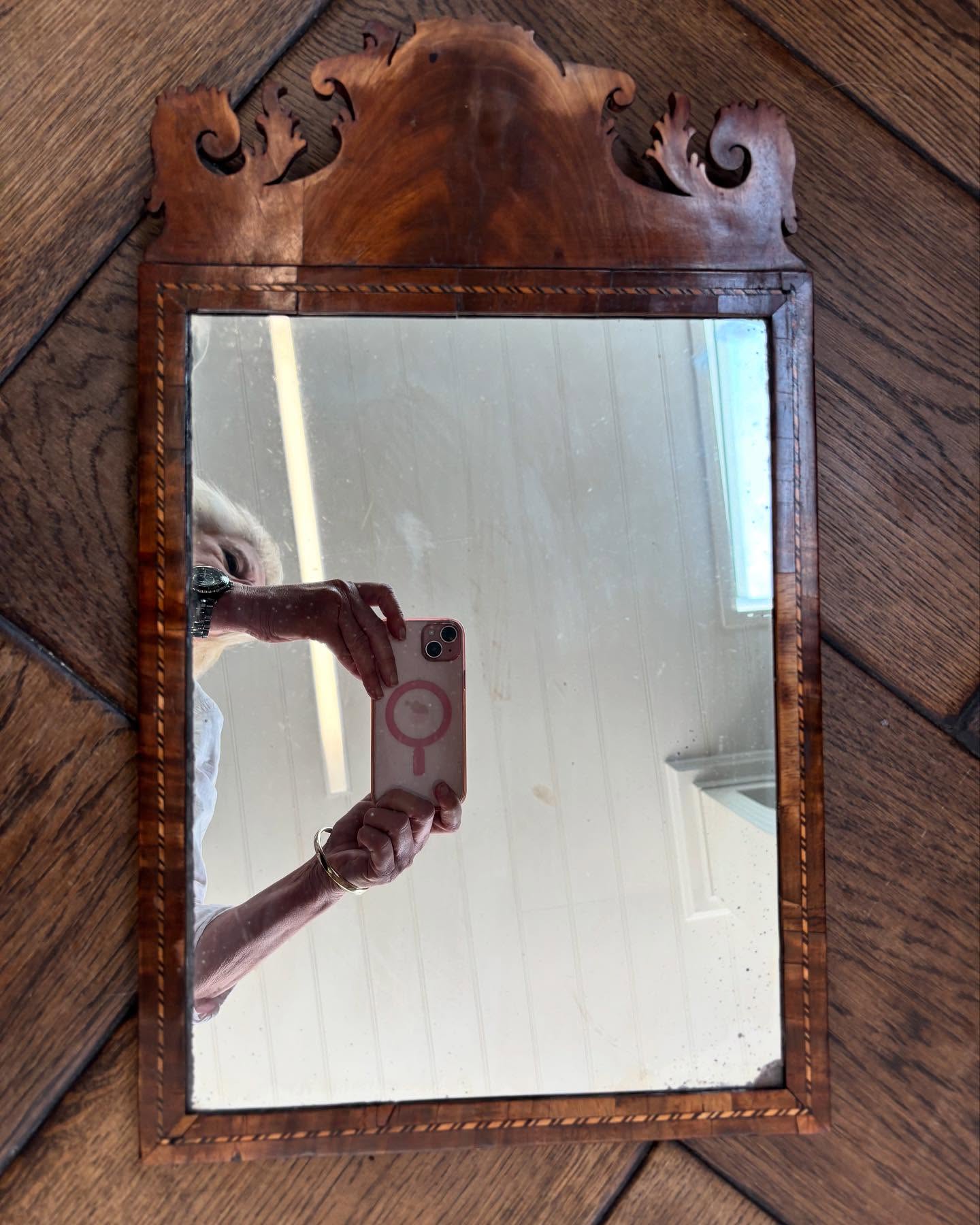 19th century English Mahogany scrolled mirror