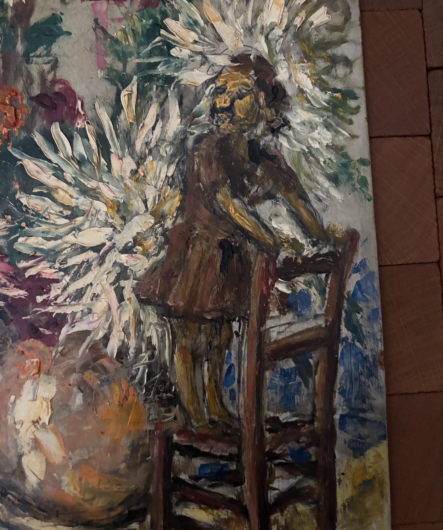 Vintage French Chrysanthemums Painting