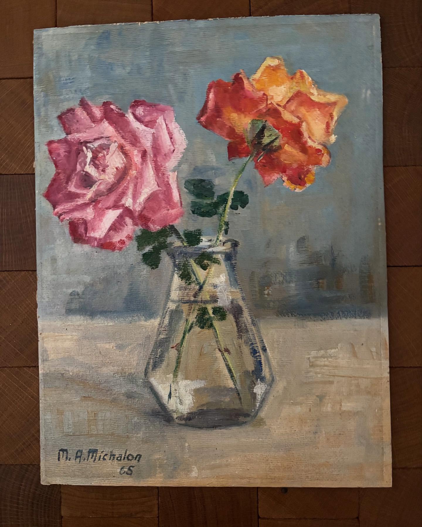 Vintage French Rose Painting