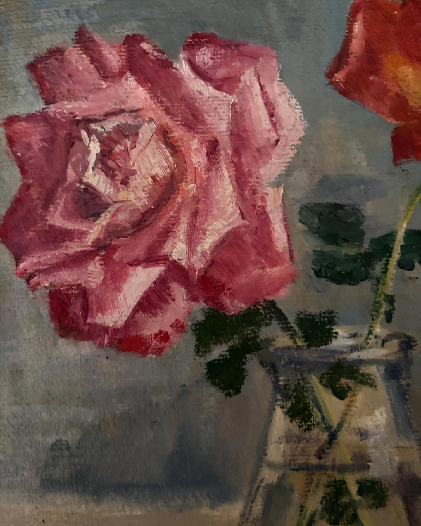 Vintage French Rose Painting