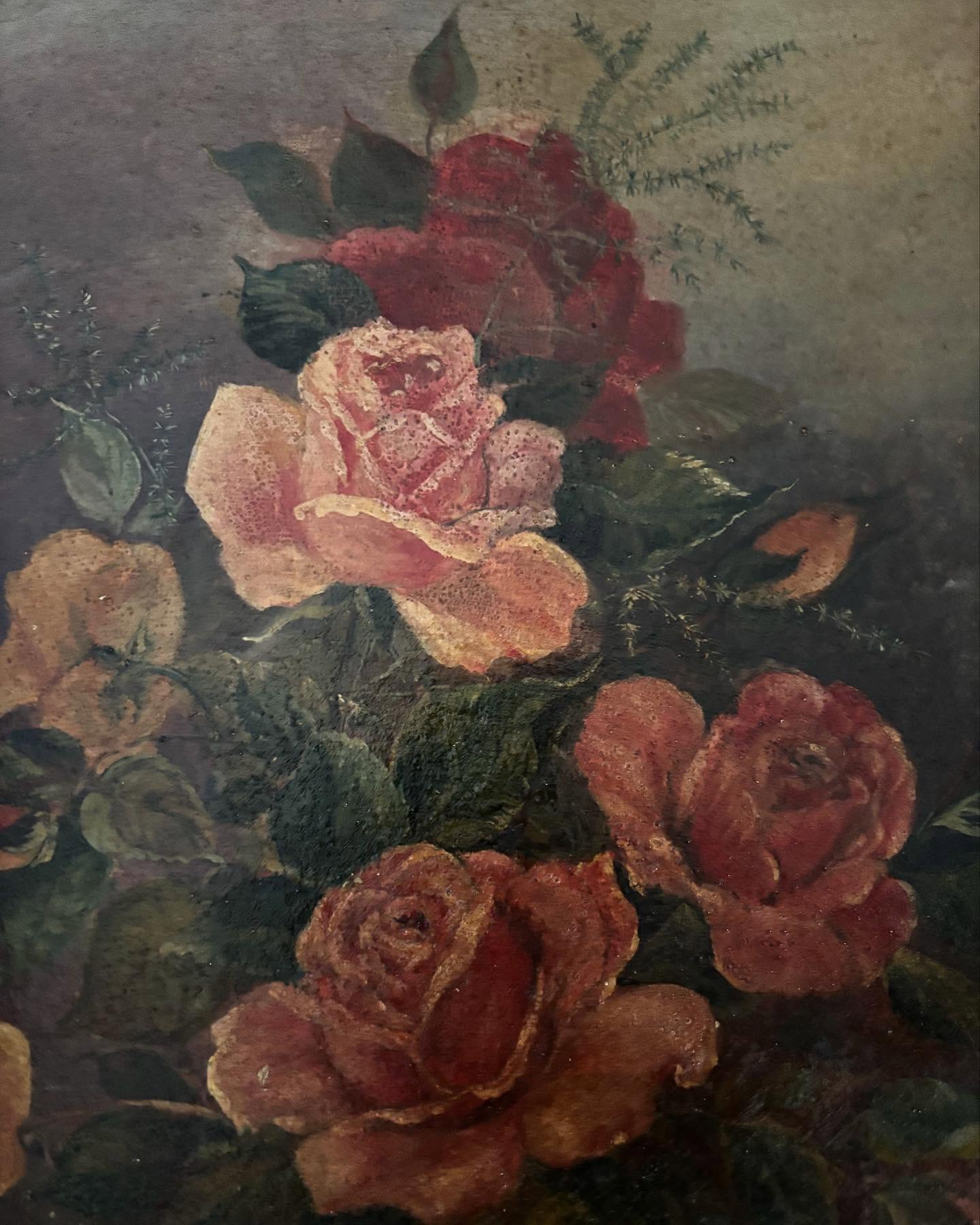 Vintage French Mixed Rose Painting