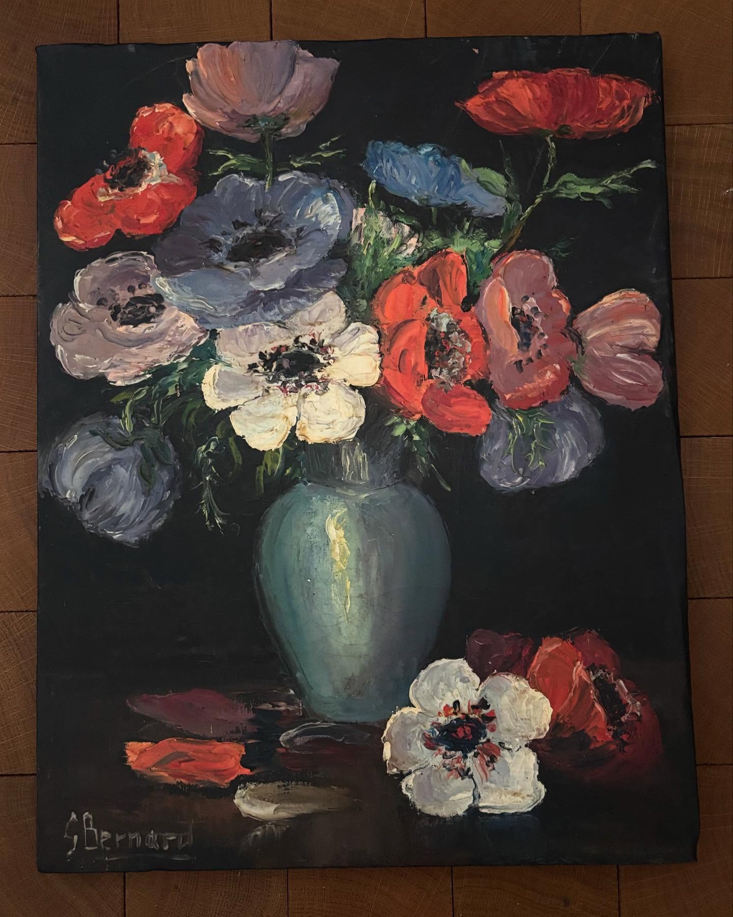 Vintage French Poppies Painting