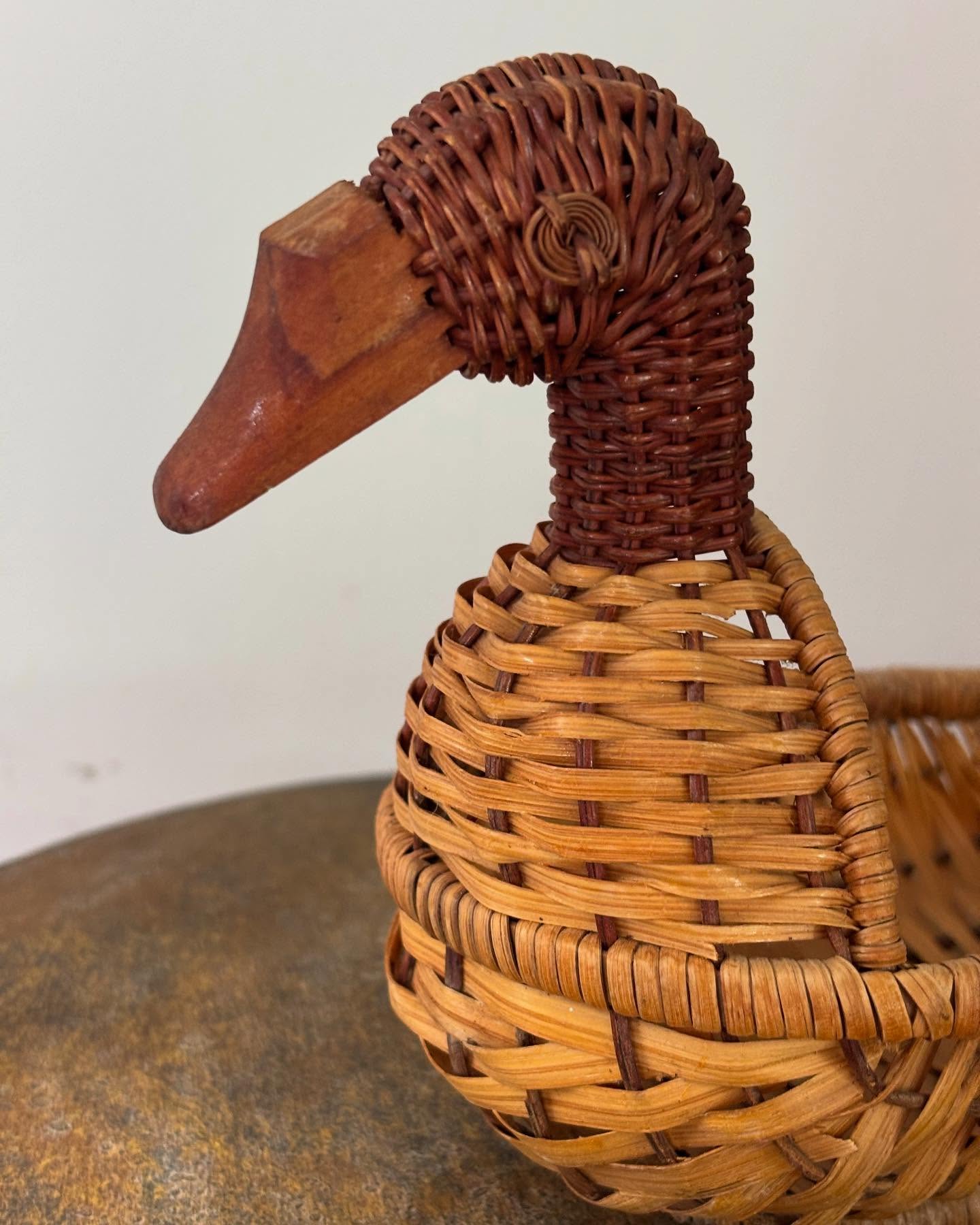 Vintage Duck Wicker Basket