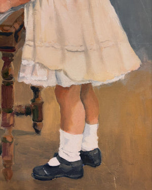 Vintage French Young Girl Painting