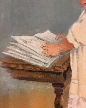 Vintage French Young Girl Painting