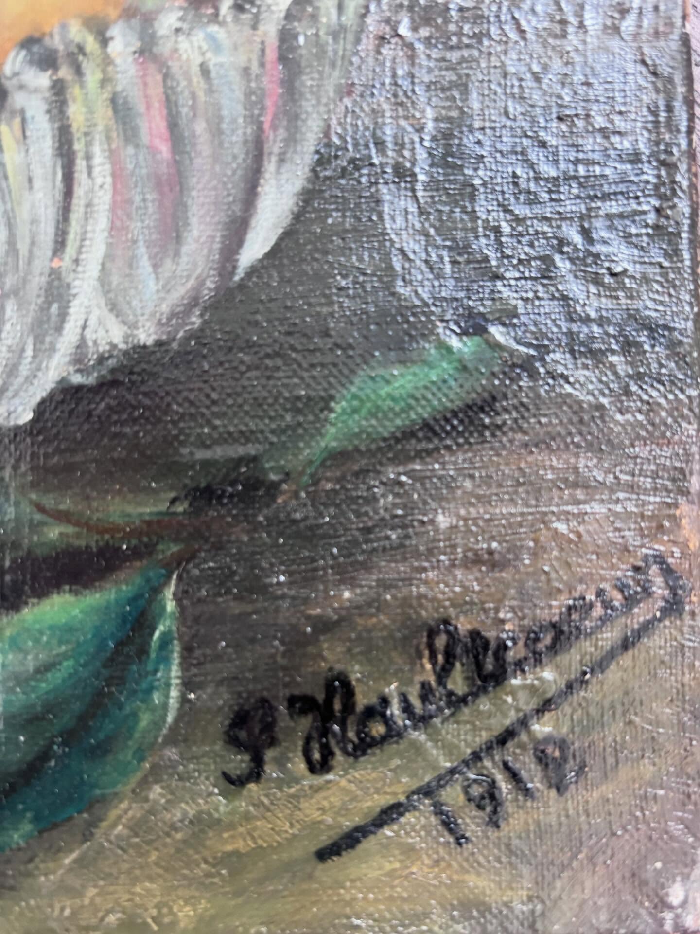 Vintage French DOM still-life painting on canvas