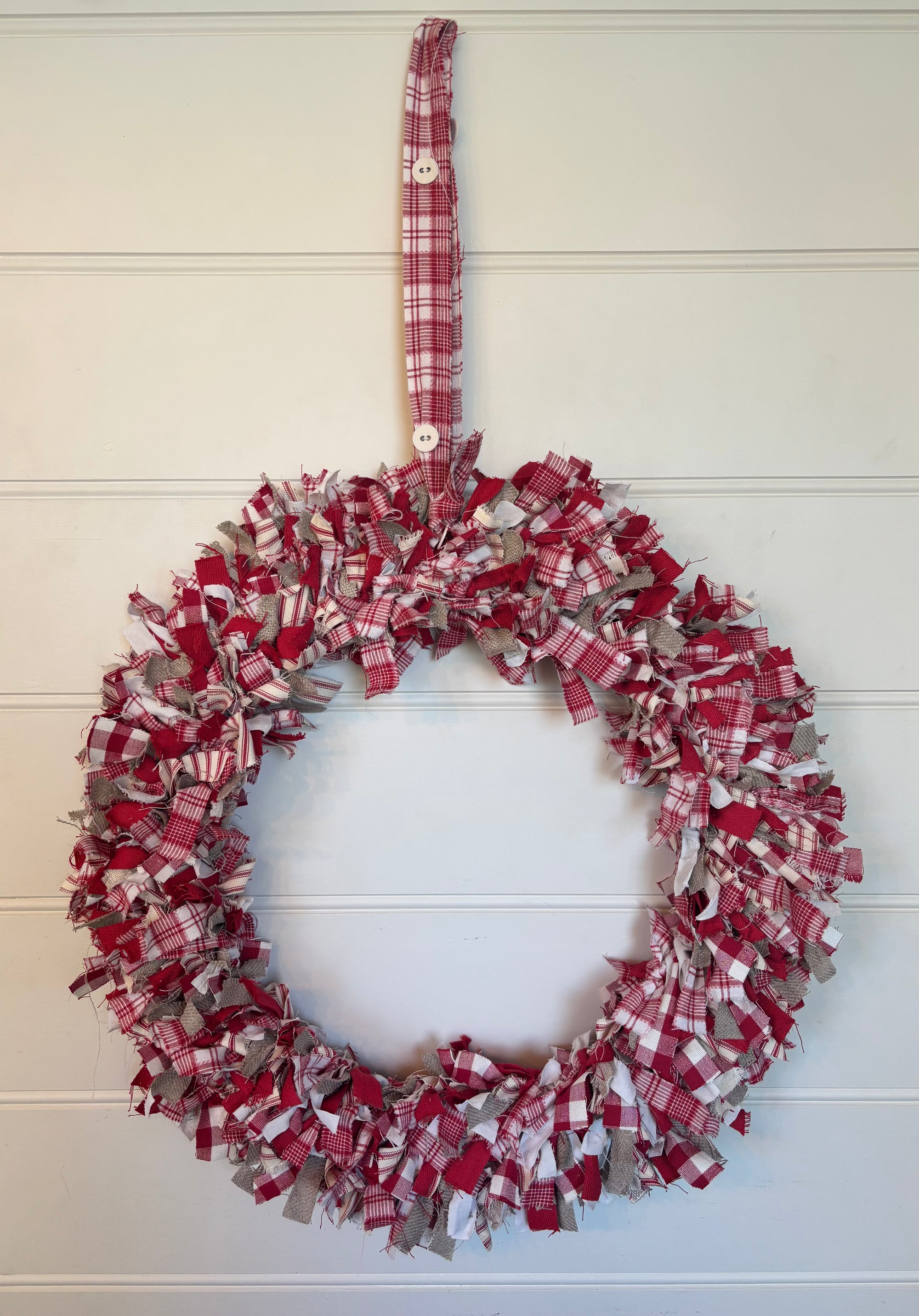 Christmas Rag Wreath - Christmas Red