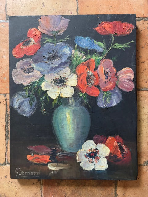 Vintage French Poppies Painting