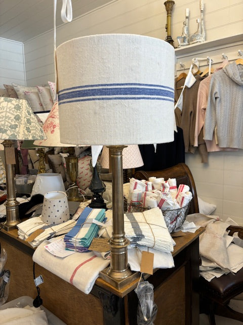 Antique Hungarian Grainsack Linen Lampshade