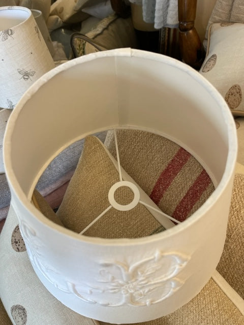 Antique French Linen 'LB' Monogrammed lampshade