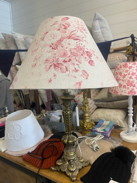 English Linen Raspberry Floral lampshade