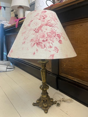 English Linen Raspberry Floral lampshade