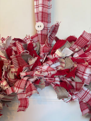 Christmas Rag Wreath - Christmas Red