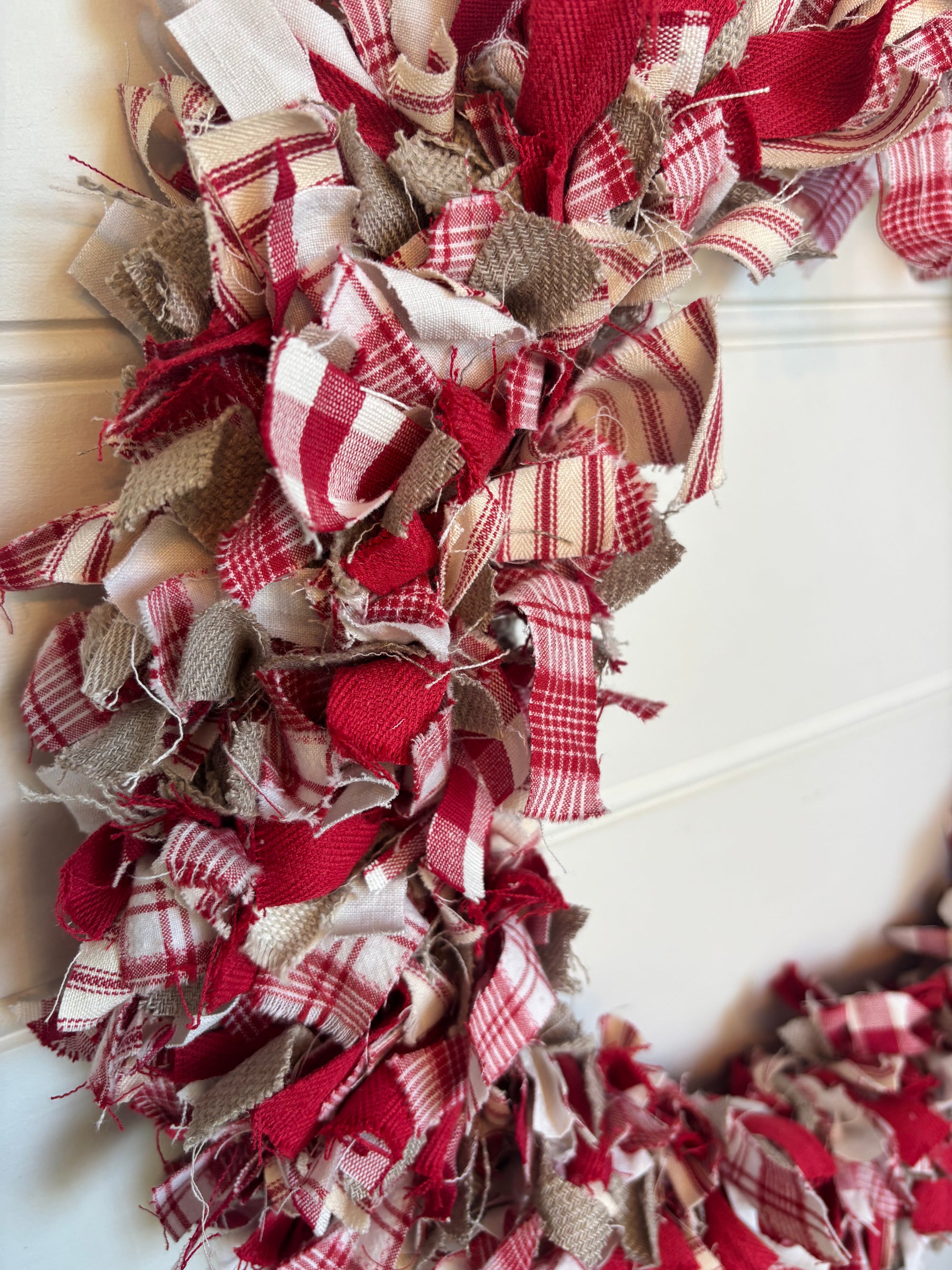 Christmas Rag Wreath - Christmas Red