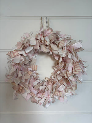 Christmas Rag Wreath - Pinks