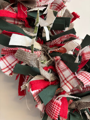 Christmas Rag Wreath - Christmas Red & Green