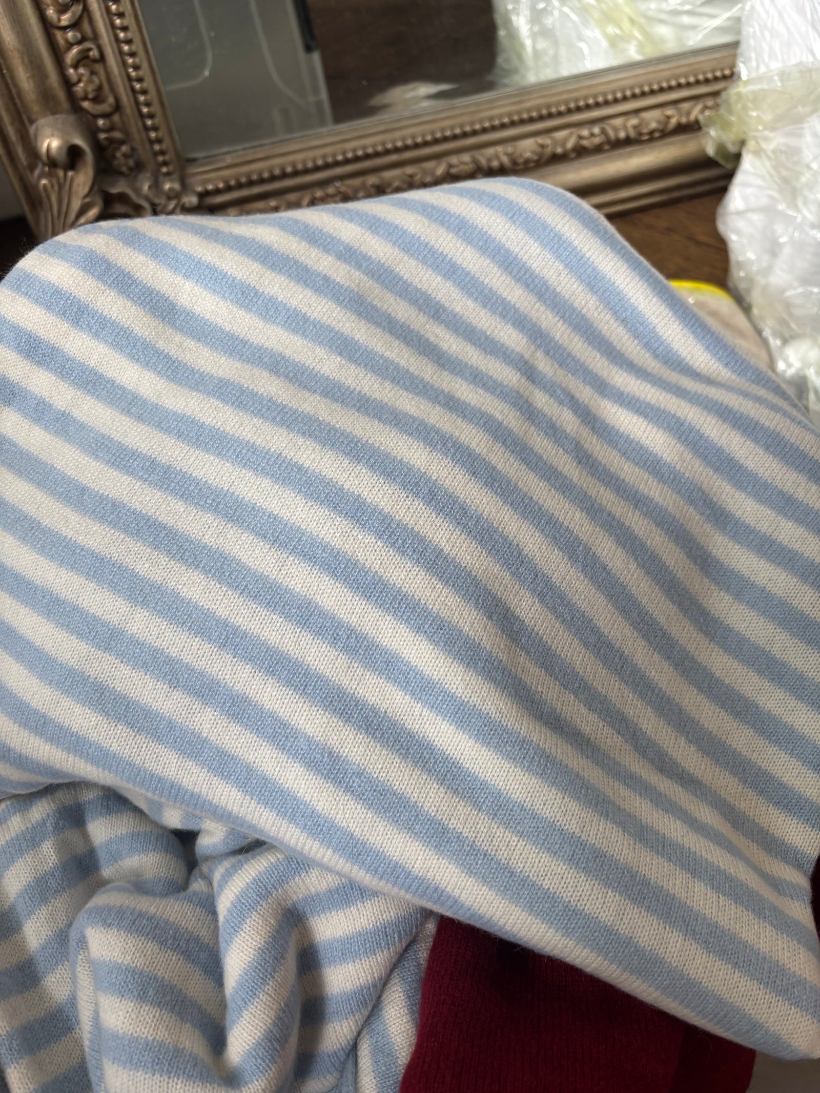 SCA Travelwrap - Pale Blue + White Stripe
