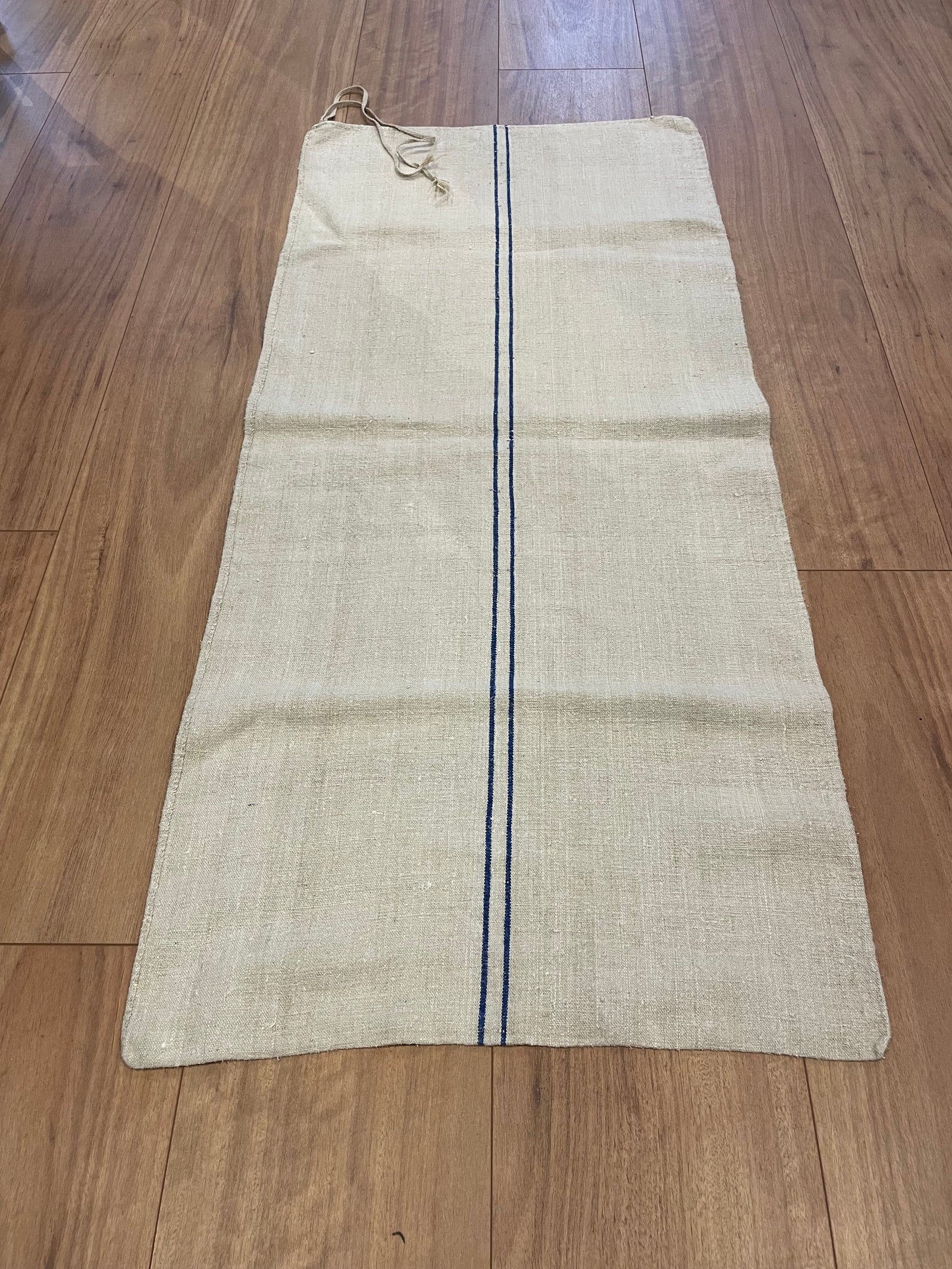 Thin Mid Blue Double Stripe Antique Hungarian Grain Sack