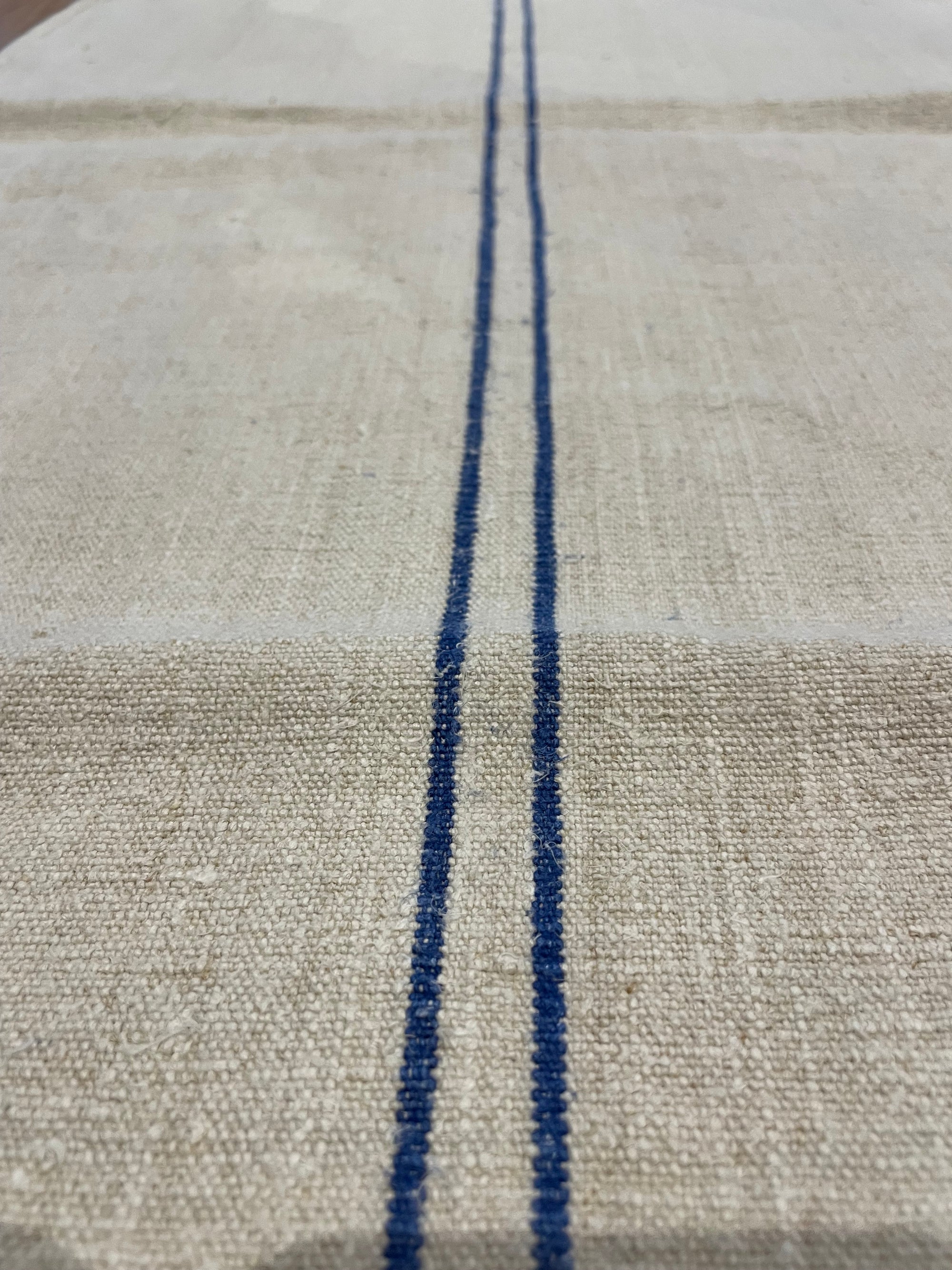 Thin Mid Blue Double Stripe Antique Hungarian Grain Sack