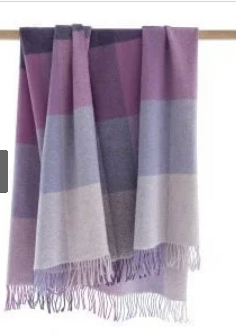 Merino Wool Cashmere Throw - Purple Lavender Lilac