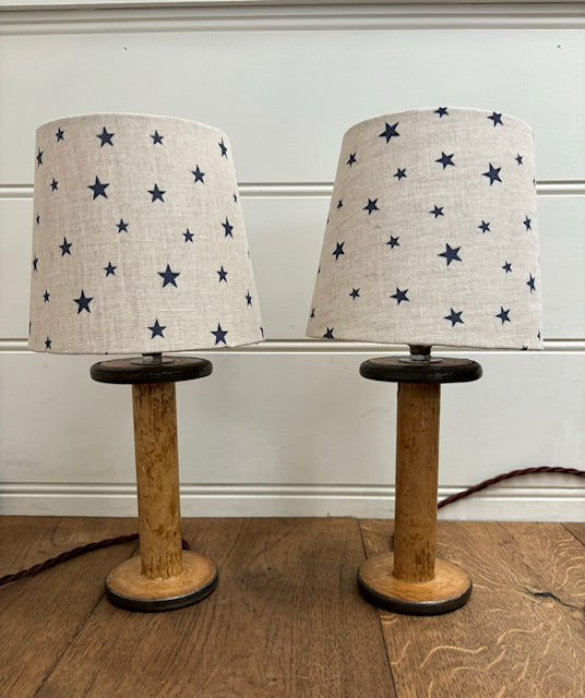 English Linen Mini Navy Star Lamps