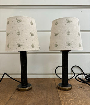 English Linen Mini Bee Lamps - Sage Green