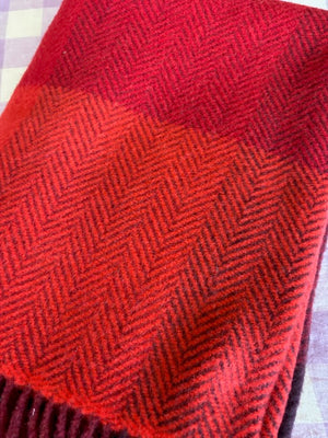 Merino Cashmere Throw - Red & Charcoal Check