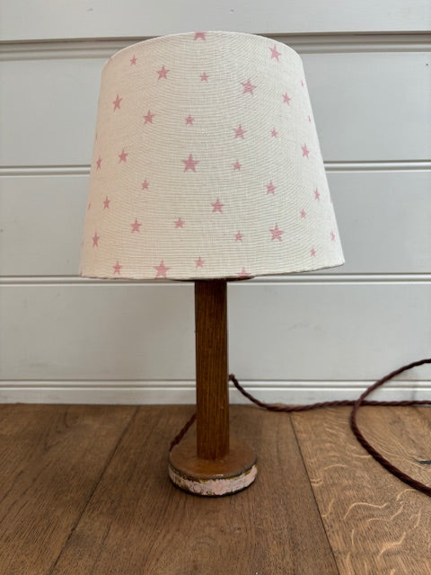 Star Lampshade on Antique Bobbin Lamp - Pink