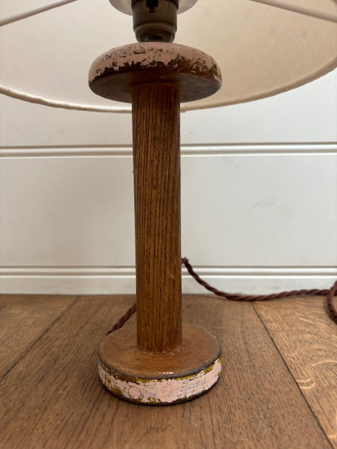 Star Lampshade on Antique Bobbin Lamp - Pink