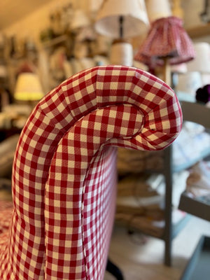 Red Gingham Buttoned Bedroom Chair