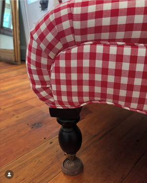 Red Gingham Buttoned Bedroom Chair