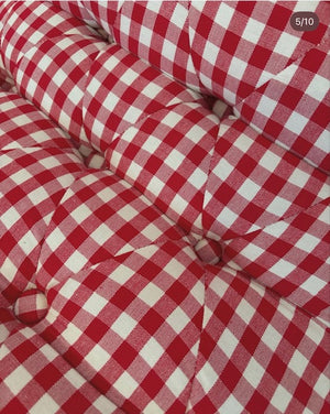 Red Gingham Buttoned Bedroom Chair