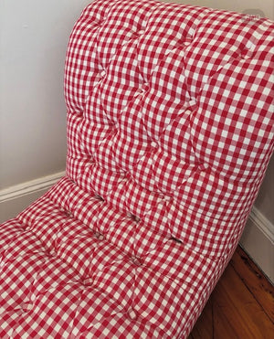 Red Gingham Buttoned Bedroom Chair