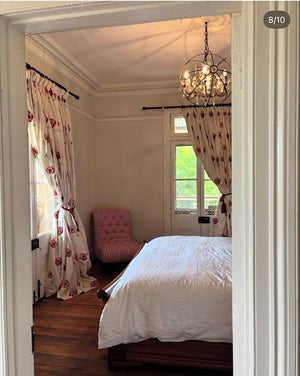 Red Gingham Buttoned Bedroom Chair