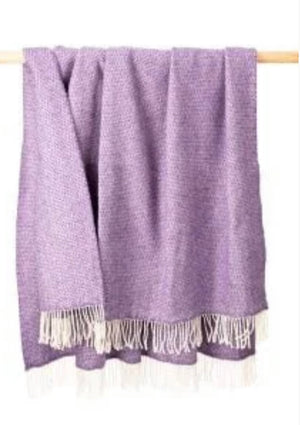 Merino Wool Cashmere Throw - Lilac Herringbone