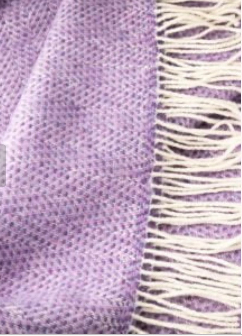 Merino Wool Cashmere Throw - Lilac Herringbone