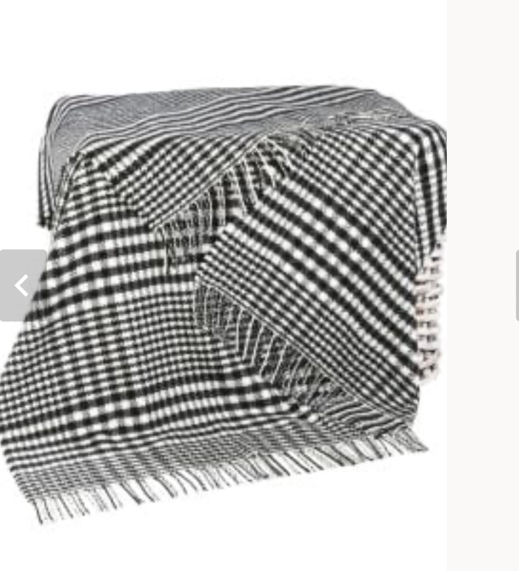 Merino Wool Cashmere Throw - Black White Glen Check