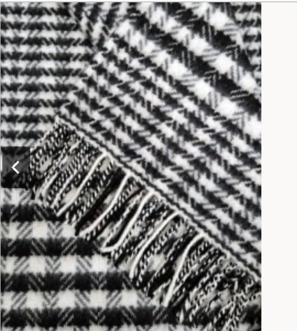 Merino Wool Cashmere Throw - Black White Glen Check