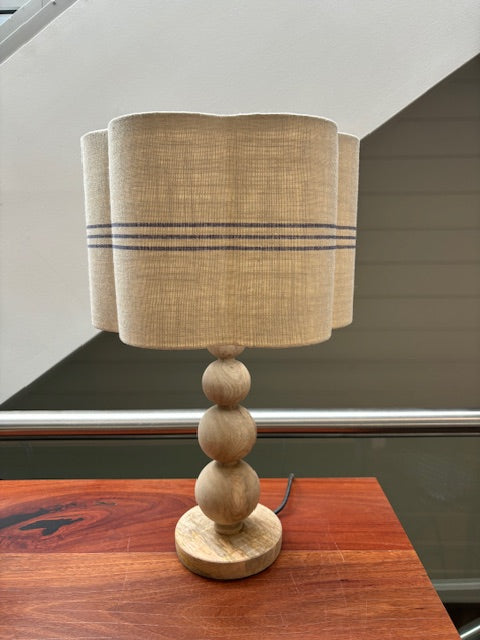 English Linen Scalloped Lampshades - 3 Ticking Stripe