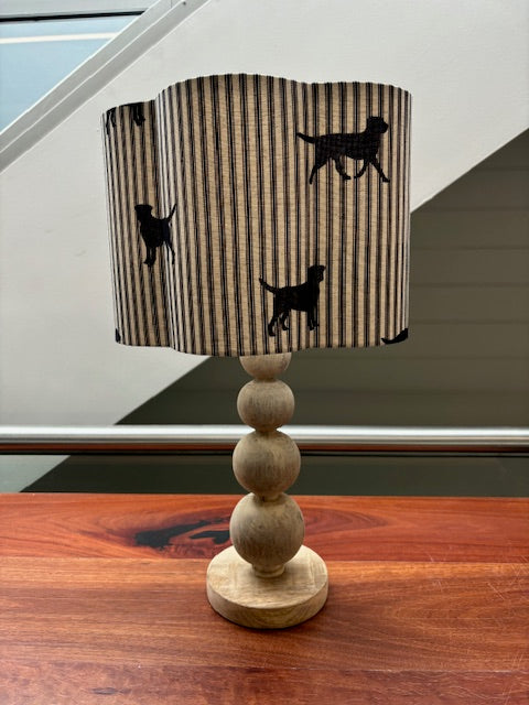 English Linen Scalloped Lampshades - Navy Labrador