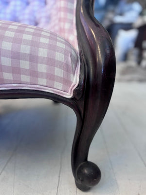 Antique Pink Gingham Armchair