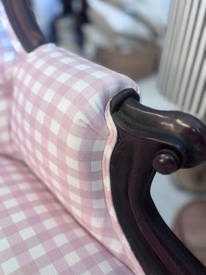 Antique Pink Gingham Armchair