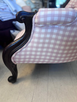 Antique Pink Gingham Armchair