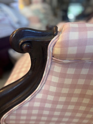 Antique Pink Gingham Armchair