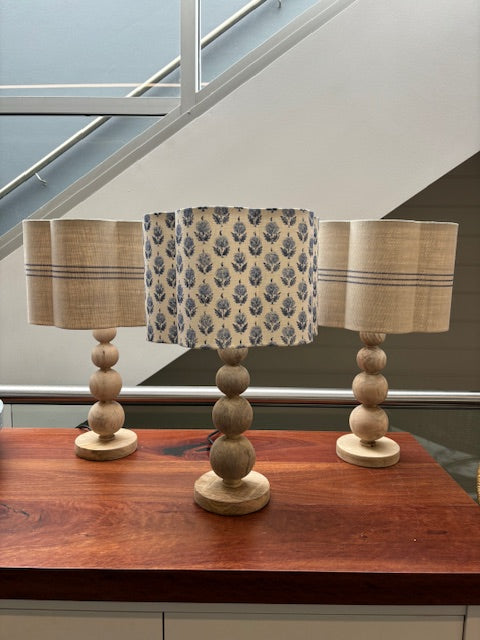 English Linen Scalloped Lampshades - Blue Nitesh