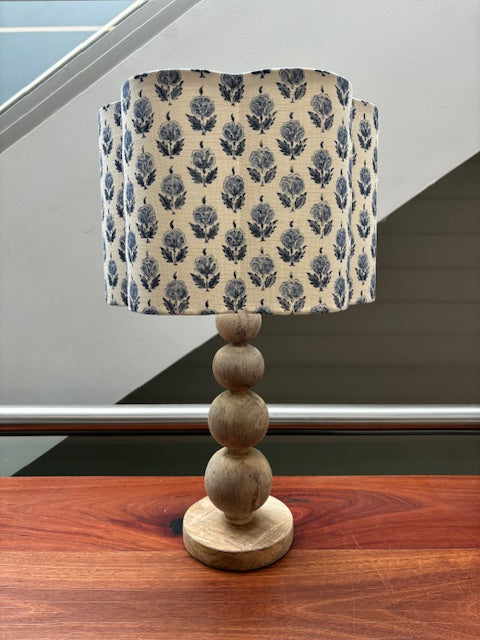 English Linen Scalloped Lampshades - Blue Nitesh